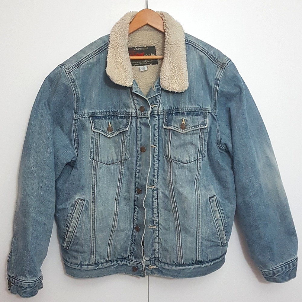 Vintage Sherpa Lined Denim Trucker Jacket